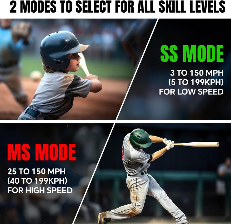 PLAYAPUT Portable Baseball Radar - Accurate Speed Gun with Lager LCD Display,Coaching Radar Gun for Swing&Pitching Training, Handheld Speed Sensors Baseball Speed Training Equipment for All Baseball Player - Image 4